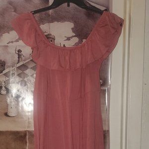 Torrid dress pink/mauve off shoulder fluttery neck size 2